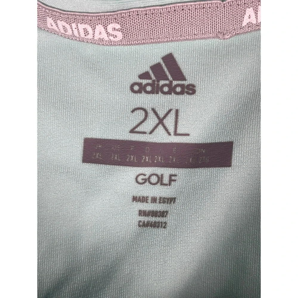 Adidas Golf Mens 2XL Mint Green Performance Short Sleeve Polo Shirt RN88387‎